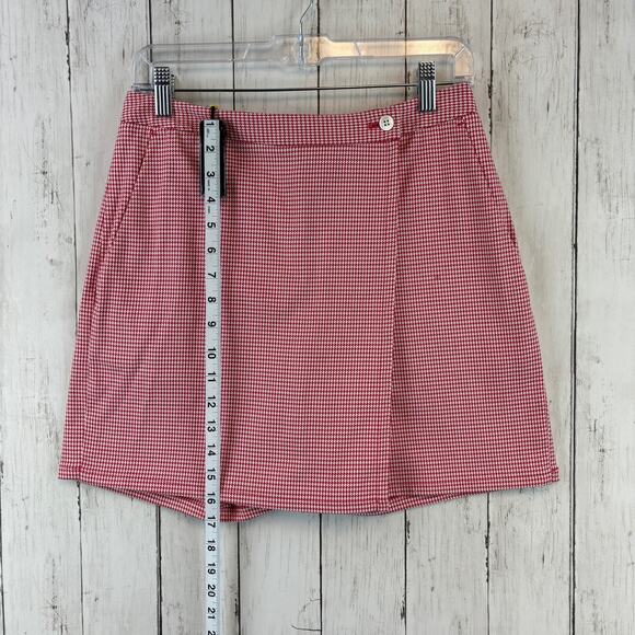 Brooks Brothers Country Club Red/White Houndstooth Wrap Skort Shorts Size 2 - Picture 7 of 15